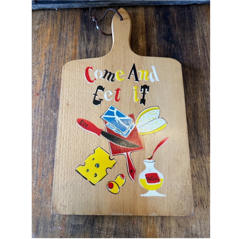 Vintage Nevco "Come & Get It" Decorative Cutting Board 15"L x 9"W